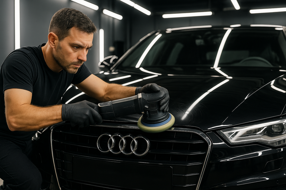 Lucidatura auto professionale con polish per rimozione