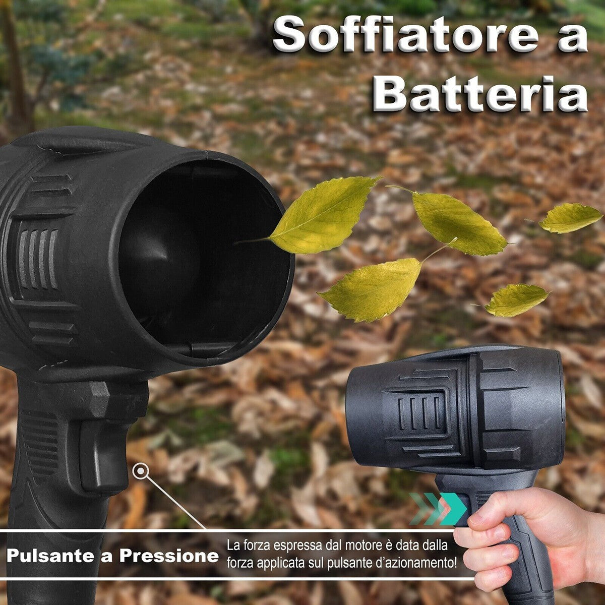 SOFFIATORE a DOPPIA BATTERIA 48 V per FOGLIE ASCIUGATRICE TURBO VENTOLA per AUTO