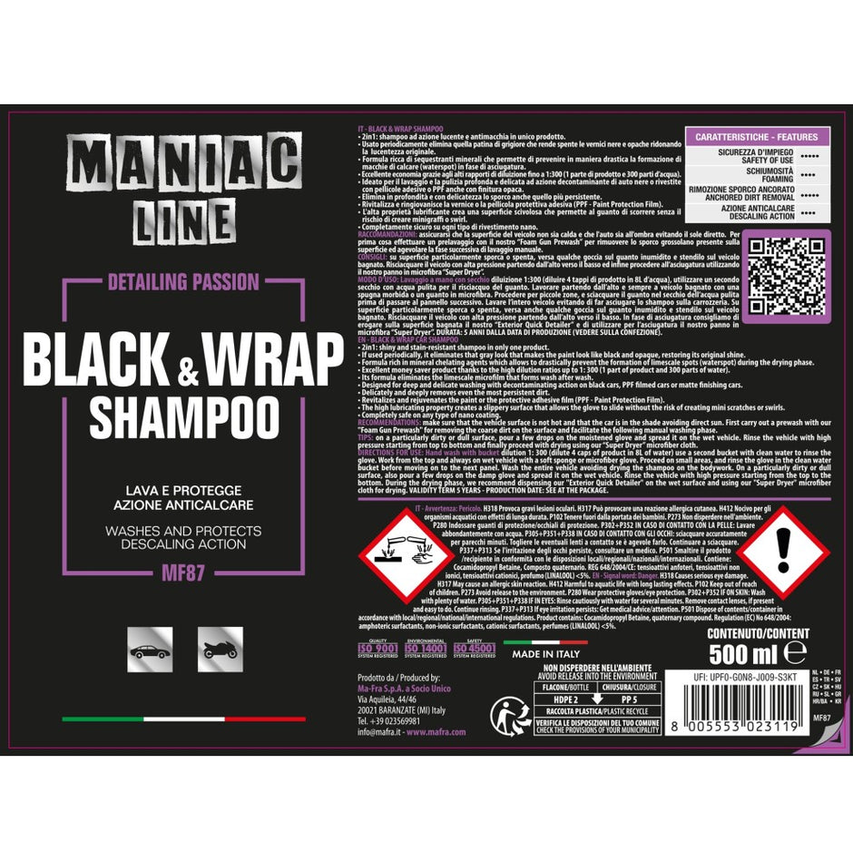 Black & Wrap Shampoo - Maniac Line For Car Detailing