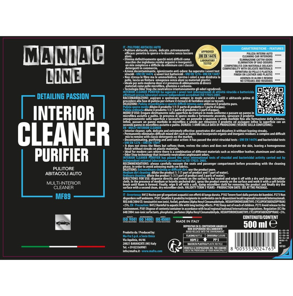 Interior Cleaner Purifier - Maniac Line For Car Detailing